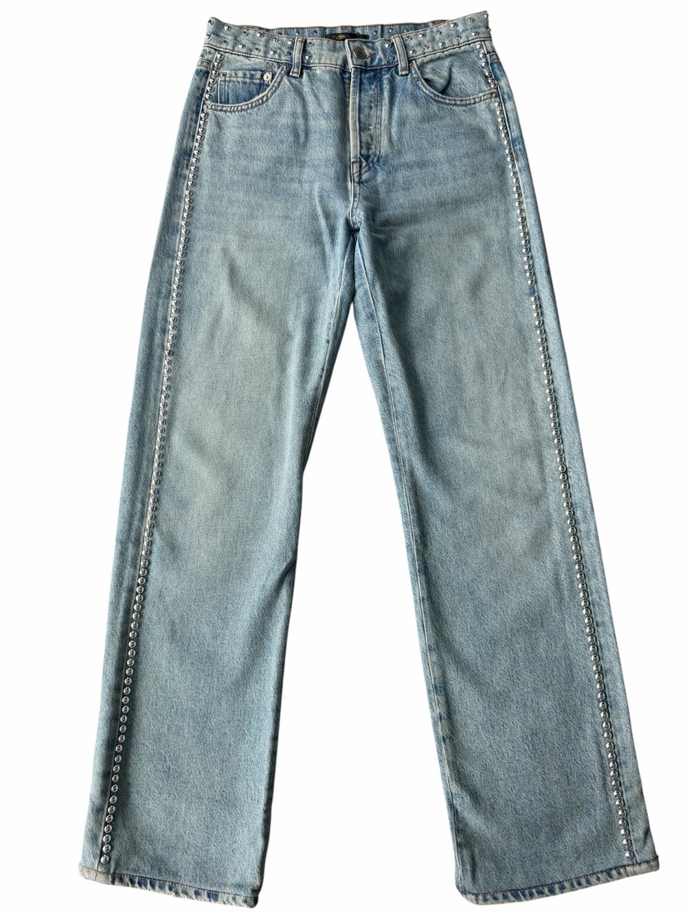 ✅ Maje Light Blue Straight Leg Jeans with Stud Trim size 36